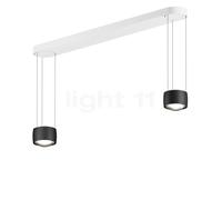 Occhio Sento Sospeso Due Var D Lampada a sospensione LED 2 fuochi, testa nero opaco/rosone bianco opaco - 2.700 K - Occhio Air