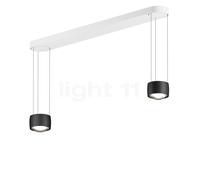 Occhio Sento Sospeso Due Var E Lampada a sospensione LED 2 fuochi, testa nero opaco/rosone bianco opaco - 2.700 K - Occhio Air