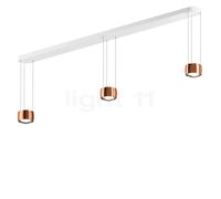 Occhio Sento Sospeso Tre Var D Lampada a sospensione LED 3 fuochi, testa oro rosa/rosone bianco opaco - 3.000 K