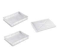 occhioalprezzo 2 Cassette BACINELLE 1 Raschietto Alimenti 60X40X10 Impasto Pizza con 1 Coperchio