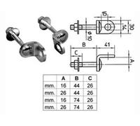 OCCHIOLI FISSI PER LUCCHETTI- - piastra mm.26 - perno mm.44 (art.672) - 2 pez...