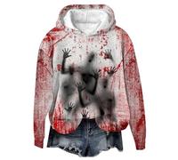OCCOKO Felpa da Donna a Maniche Lunghe con Cappuccio Ampio con Stampa insanguinata Felpa Neonato (Wine, L)