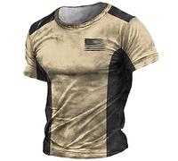 OCCOKO T-Shirt a Maniche Corte a Contrasto con Bandiera a Girocollo da Uomo Estivo Magliette della Pelle