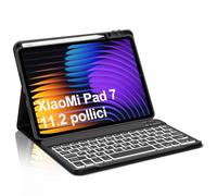 Occtingkind Cover con Tastiera Retroilluminata per Xiaomi Poco Pad X1, Pad 7/8/8 Pro 11.2" (2024/2025), Custodia Tablet Bluetooth 5.0, 7 Colori, Italiano, USB-C, Senza Touchpad, Nero
