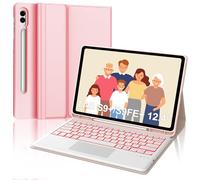 Occtingkind Custodia con Tastiera Retroilluminata e Touchpad per Samsung Galaxy Tab S10 Plus, 7 Colori LED, Tastiera Bluetooth per Galaxy Tab S10 Plus/S9 Plus/S9 FE Plus, Italiano, 12,4", Rosa chiaro