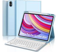 Occtingkind Custodia Tastiera per Redmi Pad Pro 12.1 2024, Copertura Protettiva con Tastiera Bluetooth per Xiaomi Poco Pad 12.1 Pollici, Italiano QWERTY, Design Sottile, USB C, Blu cielo