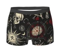 Occult Alchemical Skull Magic Sacred Geometry Black Uomo Boxer A Pantaloncino Morbido Boxer Aderenti Mutande per Sport Quotidiano Estivo S
