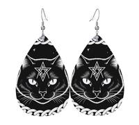 Occult Moon Cat Black Sacred Wiccan Pagan Witch Orecchini A Goccia Leggeri Orecchini In Pelle Moda Ciondolo A Goccia Per Matrimoni Feste Balli
