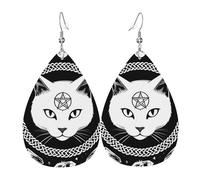 Occult Moon Cat Sacred Wiccan Pagan Witch Orecchini Stampato Orecchini In Pelle Divertenti Accessori Per Donna Carnevale