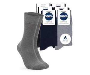 Occulto Calze 100% Cotone Uomo pacco da 6 (modello: Roland) miscela blu 39-42