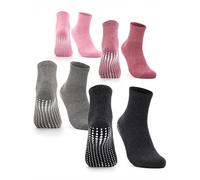 Occulto Calze Antiscivolo Donna 80% cotone 2-4 Paia (Modello: Madeleine) 4 Paia | Grigio,nero,rosa,rosso 35-38
