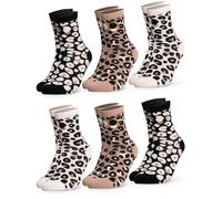 Occulto Calze Leopardate Donna pacco da 6 (modello: Leonie), Calzini Cotone Leo Mix 39-42