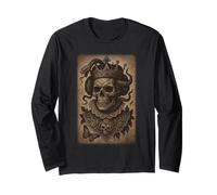 Occulto Gotico Teschio Regina con Serpente e Dettagli Vintage in Pizzo Maglia a Manica