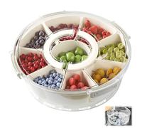 Occupaternm Scatole per snack con strato di ghiaccio, con 9 scomparti, rotonde, portatili, per picnic, caramelle, frutta, biscotti, dolci, verdure, senza BPA (9 scomparti e strato di ghiaccio)