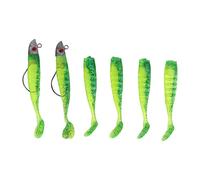 Occupiedpet Artificial Fishing Bait, 2 Sets Silicone Soft Lures, Internal live Head and Barbed Hook, Suitable for Saltwater Freshwater Bass Crappie Walleye Fishing (Verde oleoso)