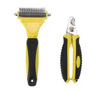 Occupiedpet Kit rastrello per sottopelo per animali domestici, spazzola per deshedding su entrambi i lati e tagliaunghie in acciaio inossidabile per toelettatura di cani e gatti a