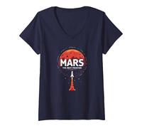Occupy Mars: la prossima esplorazione Spaziale di frontiera Maglietta con Collo a V, Donna, Navy, S