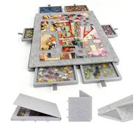 Occzin Tavolo per puzzle inclinabile per 1000 pezzi con 6 cassetti, tavolo puzzle portatile con supporto 2 in 1 e copertura, tavolo puzzle in feltro super leggero per adulti, colore grigio