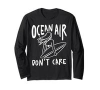 Ocean Air Don't Care Surfer Girl Beach Life Surf Donne Maglia a Manica