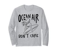 Ocean Air Don't Care Surfer Girl Beach Ocean Waves Surf Maglia a Manica