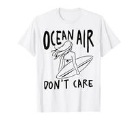 Ocean Air Don't Care Surfer Girl Beach Ocean Waves Surf Maglietta