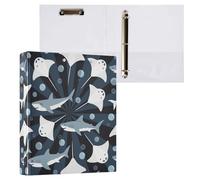 Ocean Animal Manta Ray Fish Blu scuro 1,5 pollici Notebook Raccoglitori a tre anelli con tasche interne Confezione da 2 Raccoglitori per ufficio Forniture 200 fogli