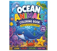 OCEAN ANIMALS COLORING & ACTIVITY BOOK FOR KIDS: Bold And Easy ,60 Coloring Pages, 20 Fun Activities & Amazing Marine Facts for Boys & Girls Ages 5-10