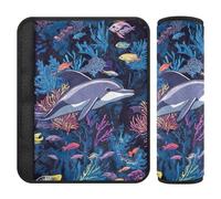 Ocean Animals Dolphin Fish 2 Pack cintura tracolla, protegge il collo e le spalle, copertura per cintura auto per borsa SUV SUV 25,4 x 19,6 cm Protector para cinturón de carro