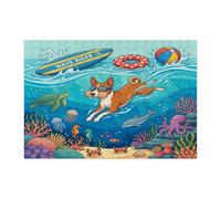 Ocean Basenji - Puzzle per immersioni con cani per adulti, 300 pezzi, puzzle in legno con cuccioli estivi e costieri, decorazioni subacquee per l'intrattenimento domestico