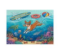 Ocean Basenji - Puzzle per immersioni con cani per adulti, 500 pezzi, puzzle in legno con cuccioli estivi e costieri, decorazioni subacquee per l'intrattenimento domestico