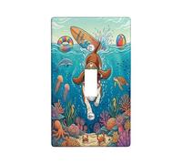 Ocean Basset Hound Dog Diving Decorative Light Switch Cover Plate 1 Gang Single Toggle, Summer Puppy Sea Coastal Electric Switchplate, Stampa subacquea Frontale Elettrica per la stanza