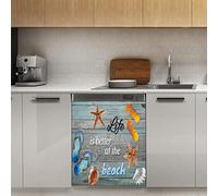 Ocean Beach Stars - Copertura magnetica per lavastoviglie, con pannello decorativo magnetico, per frigorifero, cucina, porta, 58,4 x 66 cm