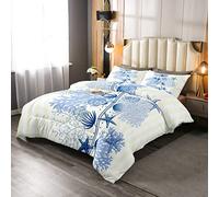 Ocean Bedding Set Costiero Conchiglia Corallo Spiaggia Stelle Marine Piumone per Ragazzi Ragazze Creature Mare Set Trapunta Trapunta Set 200x200cm