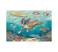Ocean Boxer, puzzle da immersione per adulti, 300 pezzi, puzzle in legno con cuccioli estivi e costieri, decorazione subacquea per l'intrattenimento domestico
