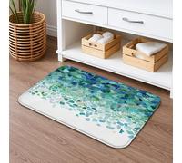 Ocean Breeze Tappetino da bagno ad asciugatura rapida, motivo astratto verde acqua, tappetino da doccia assorbente, antiscivolo, in flanella, lavabile, per bagno, WC, decorativo, 40,6 x 61 cm