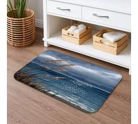 Ocean Breeze - Tappetino da bagno ad asciugatura rapida, motivo oceano con onde morbide, in memory foam, lavabile, decorazione per bagno, doccia, WC, 40,6 x 61 cm