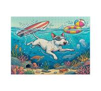 Ocean Bull Terrier - Puzzle per immersioni con cani per adulti, 500 pezzi, puzzle in legno con cuccioli estivi e costieri, decorazioni subacquee per l'intrattenimento domestico