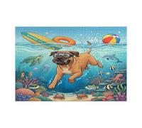 Ocean Bullmastiffs - Puzzle per immersioni con cani per adulti, 1000 pezzi, puzzle in legno con cuccioli estivi e costieri, decorazioni subacquee per l'intrattenimento domestico