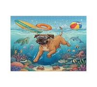 Ocean Bullmastiffs - Puzzle per immersioni con cani per adulti, 500 pezzi, puzzle in legno con cuccioli estivi e costieri, decorazioni subacquee per l'intrattenimento domestico