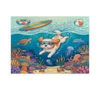 Ocean Cavachon - Puzzle per immersioni con cani per adulti, 500 pezzi, puzzle in legno con cuccioli estivi e costieri, decorazioni subacquee per l'intrattenimento domestico