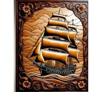 OCEAN CLIPPER SAIL SHIP * COMPOSITION NOTEBOOK Journal Diary -Vintage Tooled Leather Wood Art Print-Marine Maritime Navy Sea Boating Sailing Rowing ... HOMESCHOOL SUPPLY-PARTY FAVOR-BIRTHDAY GIFT