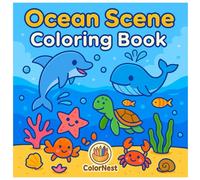 Ocean Coloring Book: Relaxing Sea Creatures, Fish, Dolphins, and Beach Scenes for Adults, Seniors, and Kids: Stress-Relief Art Featuring Sea Life, Coral Reefs & Beach Vibes