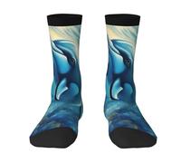 Ocean Dolphin Looking at You, 1 paio di calzini per uomo e donna, morbidi, traspiranti, flessibili, comodi con design elegante, ottimo regalo, 3 nero, Taglia unica