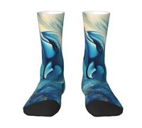 Ocean Dolphin Looking at You, 1 paio di calzini per uomo e donna, morbidi, traspiranti, flessibili, comodi con design elegante, ottimo regalo, 2 Nero-2, Taglia unica