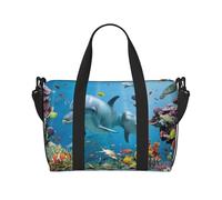 Ocean Dolphin Looking at You Borsa da viaggio a tracolla da viaggio Borsa a tracolla singola Borsa sportiva e fitness Borsa da viaggio, Nero , Taglia unica