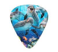 Ocean Dolphin Looking at You - Plettri per chitarra, 12 pezzi, in celluloide, per chitarra acustica, elettrica, basso, inclusi 0,46 mm, 0,71 mm, 0,96 mm