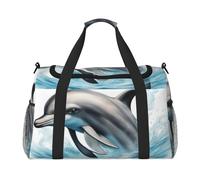 Ocean Dolphin Looking at You stampa bagaglio a mano per donne uomini borsa a tracolla weekender per yoga viaggio must have, nero, Taglia unica