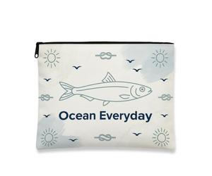 Ocean Everyday - Trousse da viaggio minimalista nautica per cosmetici, da donna, organizer portatile in tela con cerniera, borsa da toilette estiva per la cura della pelle, Blu, 7x9 Inch, Oceano