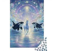 Ocean Fantasy with Unicorns And Whales Jigsaw Puzzle Impossibili 1000Pcs Decorazione Per La Casa. Giochi Rilassamento E Intelligence Per Adulti E Ragazzi Da 14 Anni 70x50cm/1000pcs