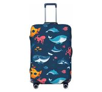 Ocean Floor Animals Travel Luggage Covers - Elasticità Valigie Coperture Protector per bagagli 45-81 cm, Nero , M